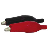5 Amp Alligator Clip, Nickel Plated Steel with One Black and One Red Moulded Soft PVC Insulating Sleeves
