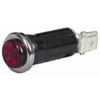 Red Warning Light with 12 Volt 2 Watt BA7s Bulb and Chrome Bezel