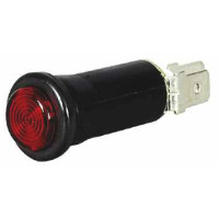 Red Warning Light with 12 Volt 2 Watt BA7s Bulb and Black Bezel