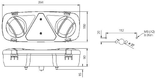 M800 ' Rubbolite' Rear Combination LED Lamp, Right Hand