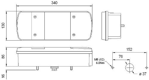 M465 'Rubbolite' Left/Right Handed Rear Combination Lamp with Number plate lamp