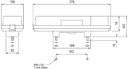 M262 'Rubbolite' Right Handed Rear Combination Lamp with Number Plate Lamp, Reflex Reflector & PS Connector