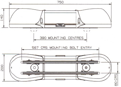 Aerolite 750 Series, 24V Rotating Halogen Lightbar