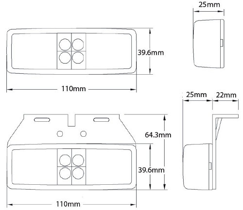 Amber LED Side Marker Lamp