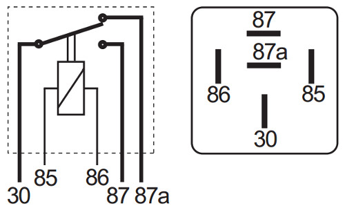 Mini Change Over Relay, Sealed with Resistor- 12V, 20/30 Amp