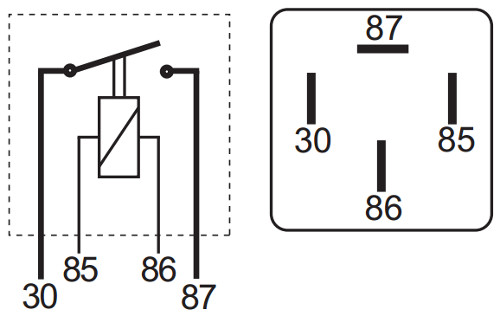 Mini Make and Break Relay ('A' Type Termination) - 12V, 30 Amp