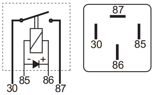 Mini Make and Break Relay ('A' Type Termination) - 12V, 40 Amp