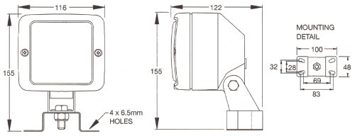 12 or 24 Volt Halogen Bulb Work Lamp