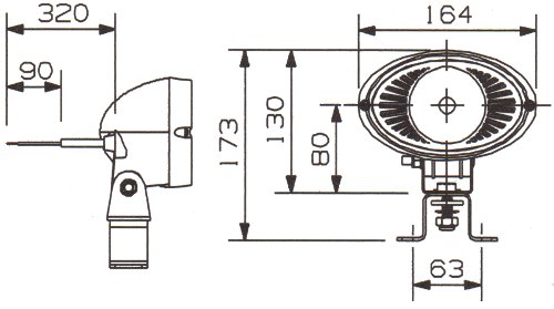 12 or 24 Volt Halogen Bulb Flood Work Lamp